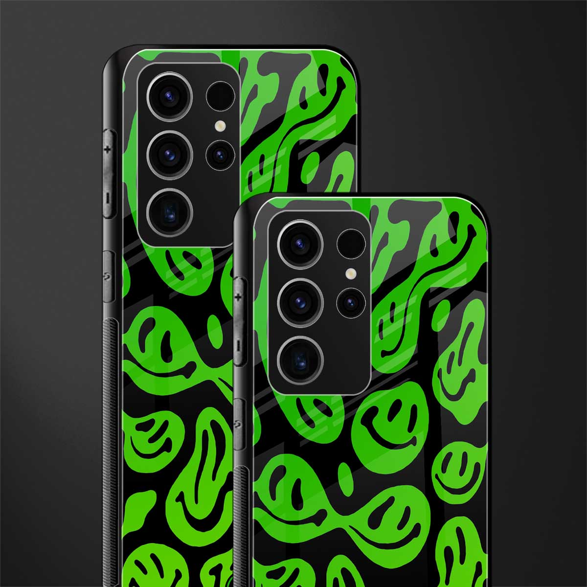 acid smiles neon green glass case for phone case | glass case for samsung galaxy s23 ultra