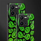acid smiles neon green back phone cover | glass case for vivo y35 4g