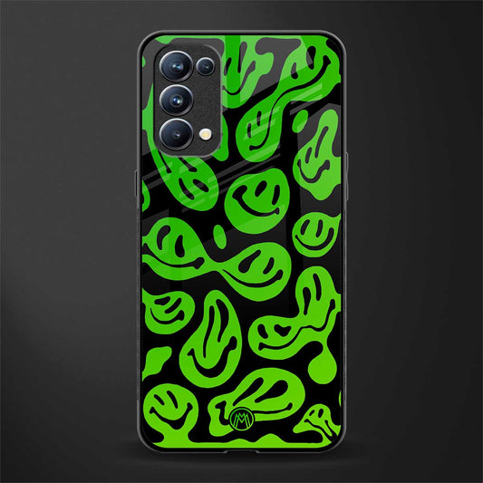 acid smiles neon green back phone cover | glass case for oppo reno 5