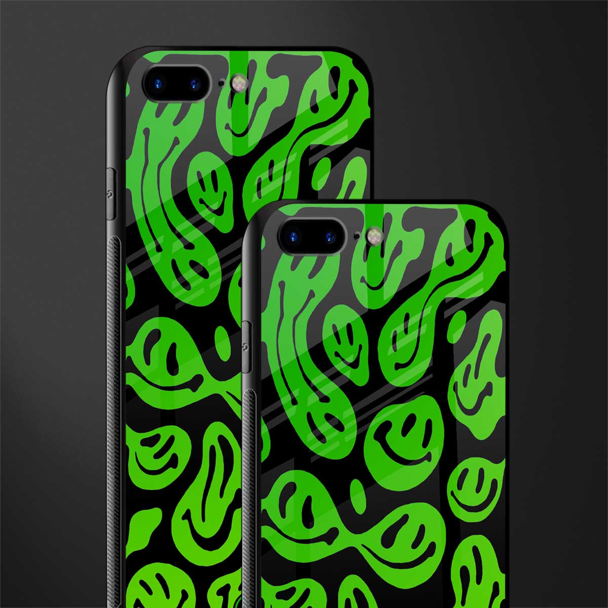 acid smiles neon green glass case for iphone 8 plus image-2