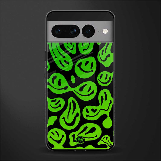 acid smiles neon green back phone cover | glass case for google pixel 7 pro