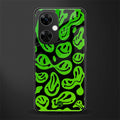 acid smiles neon green back phone cover | glass case for oneplus nord ce 3 lite