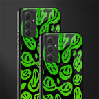 acid smiles neon green back phone cover | glass case for samsung galaxy a54 5g