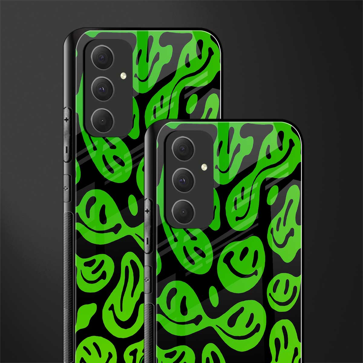 acid smiles neon green back phone cover | glass case for samsung galaxy a54 5g