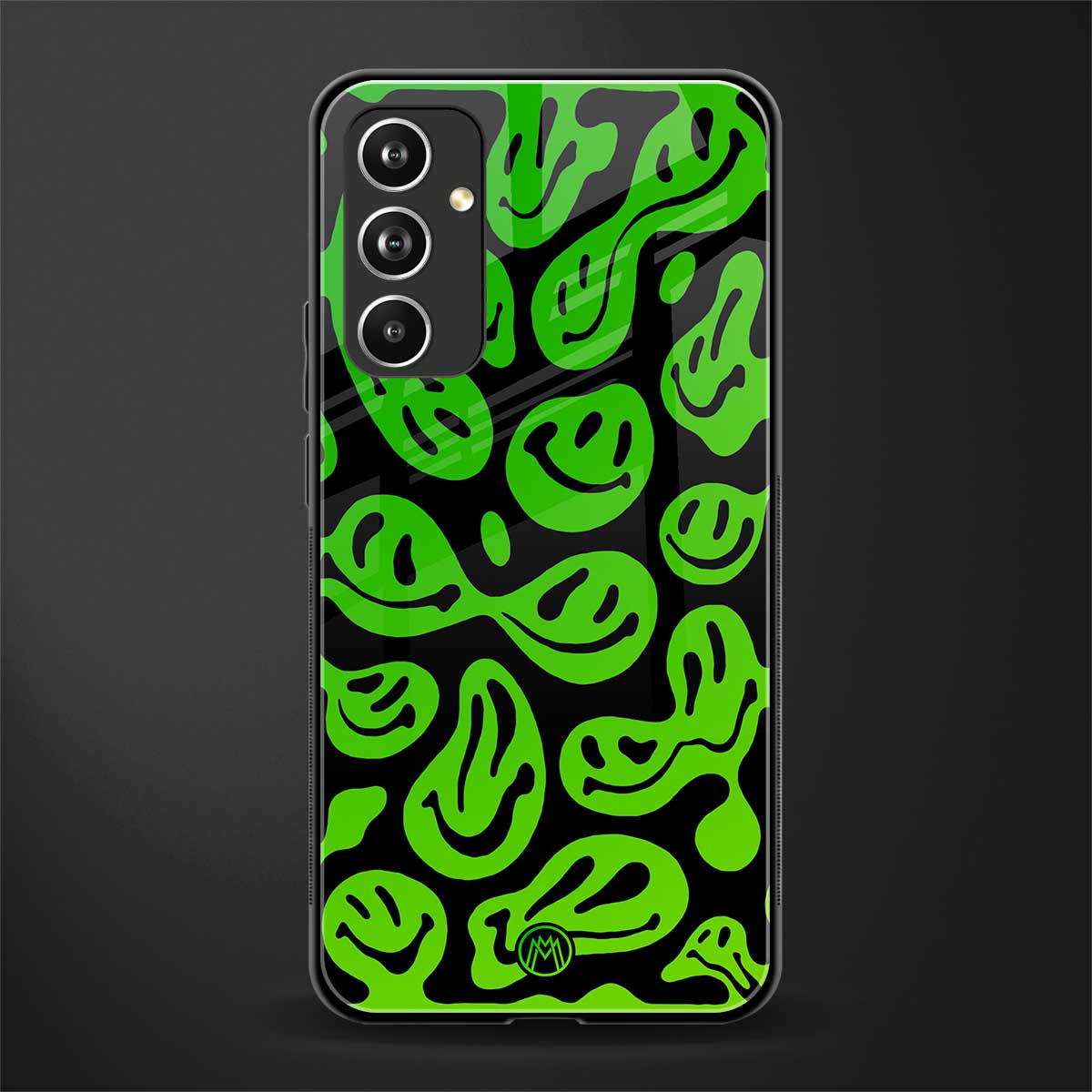 acid smiles neon green back phone cover | glass case for samsung galaxy a54 5g