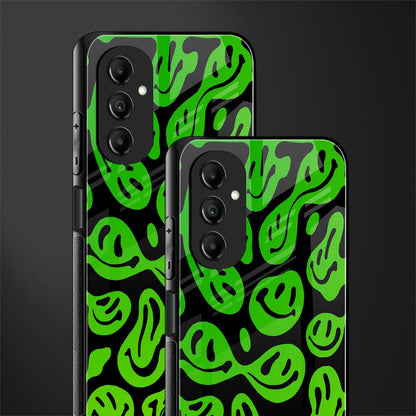 acid smiles neon green back phone cover | glass case for samsung galaxy a14 5g