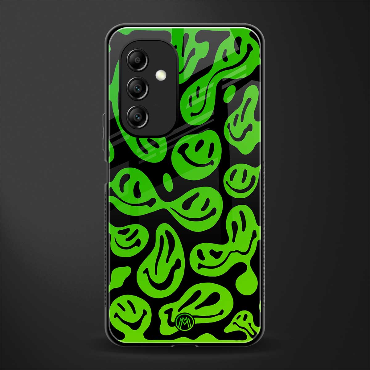 acid smiles neon green back phone cover | glass case for samsung galaxy a14 5g