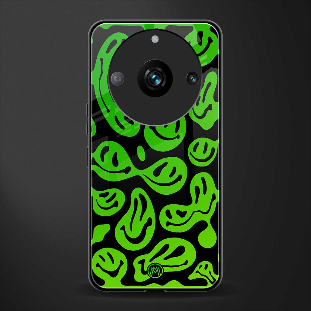 acid smiles neon green back phone cover | glass case for realme 11 pro 5g