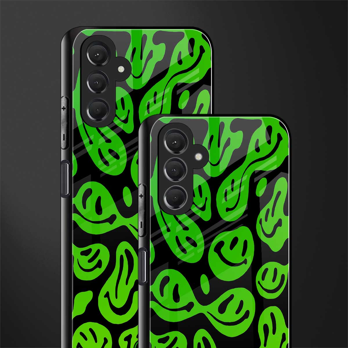 acid smiles neon green back phone cover | glass case for samsun galaxy a24 4g