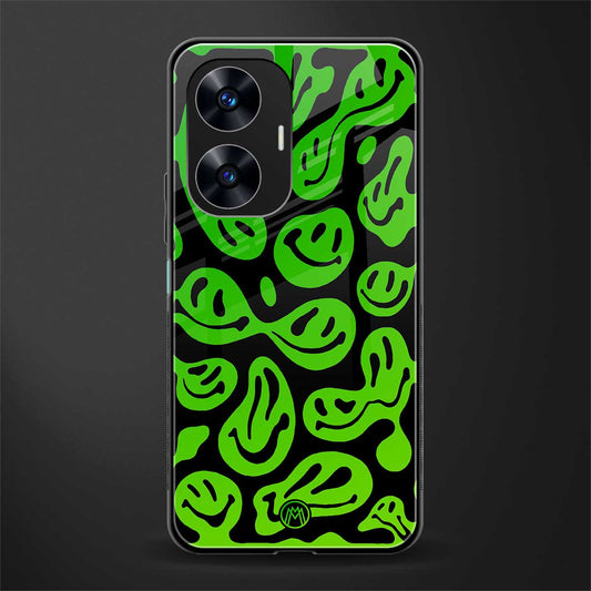 acid smiles neon green back phone cover | glass case for realme c55