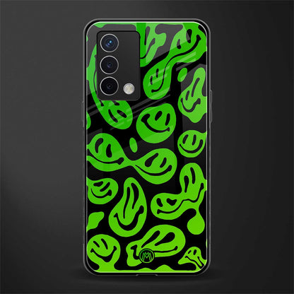 acid smiles neon green back phone cover | glass case for oppo a74 4g