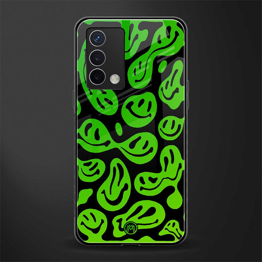 acid smiles neon green back phone cover | glass case for oppo a74 4g