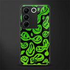 acid smiles neon green back phone cover | glass case for vivo v27 pro 5g