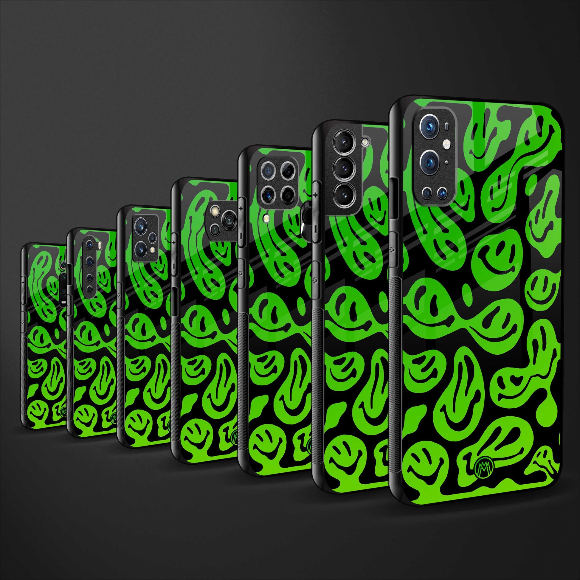 acid smiles neon green back phone cover | glass case for vivo y72