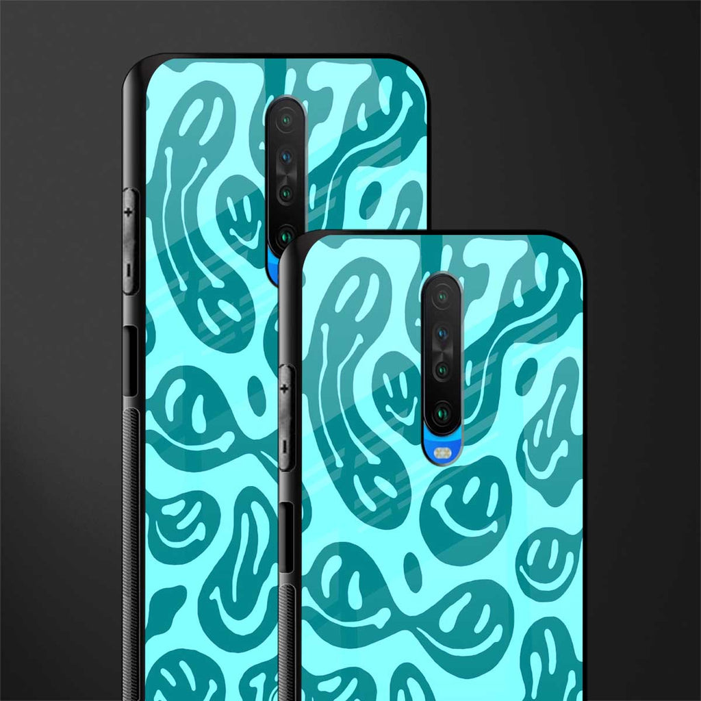 acid smiles turquoise edition glass case for poco x2 image-2