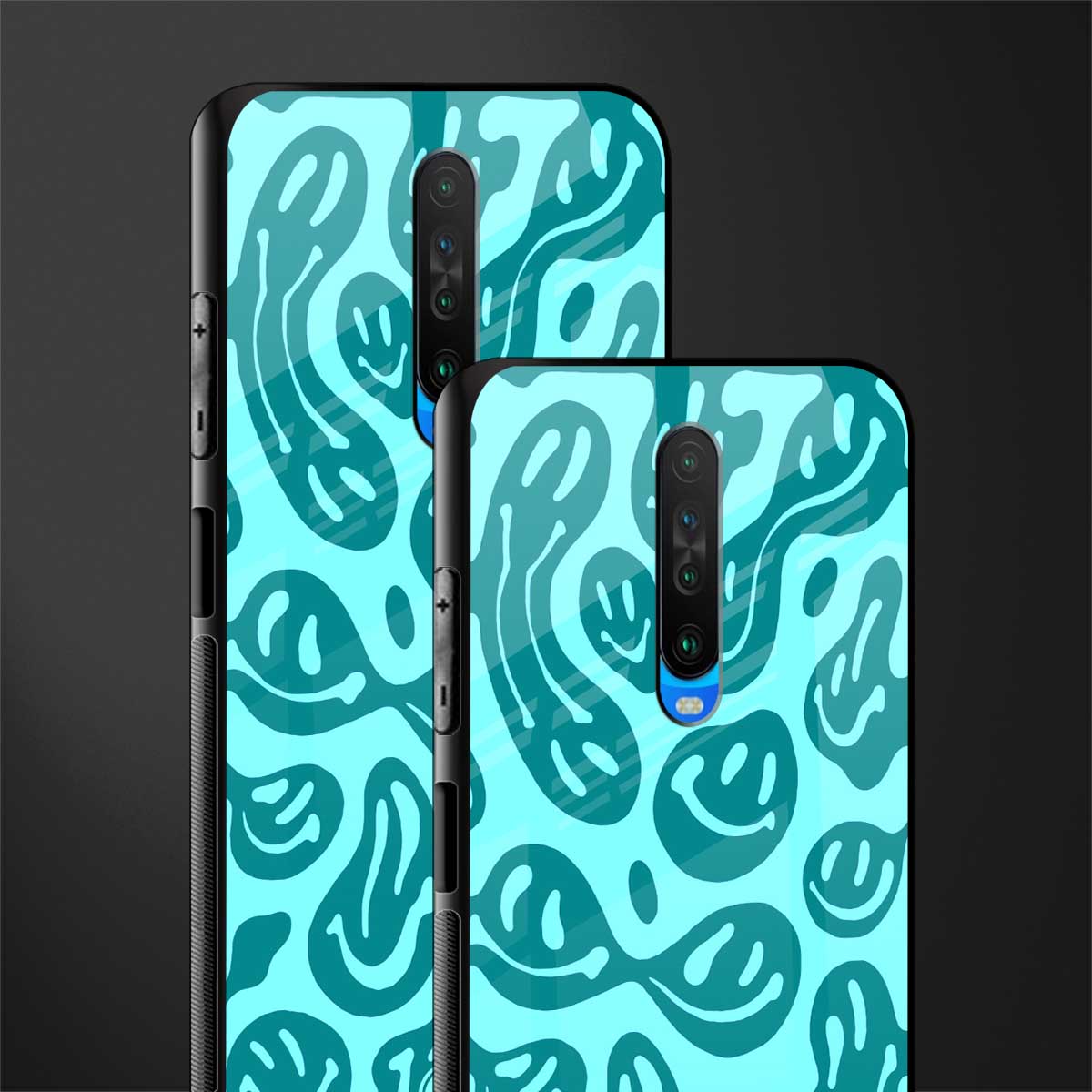 acid smiles turquoise edition glass case for poco x2 image-2