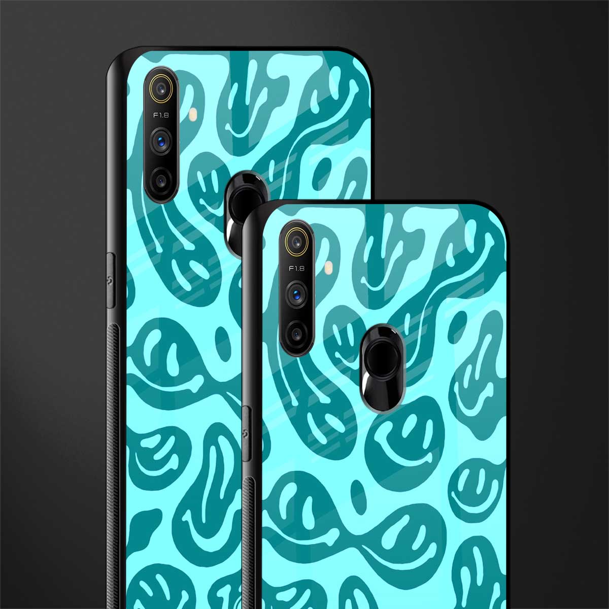 acid smiles turquoise edition glass case for realme narzo 10a image-2