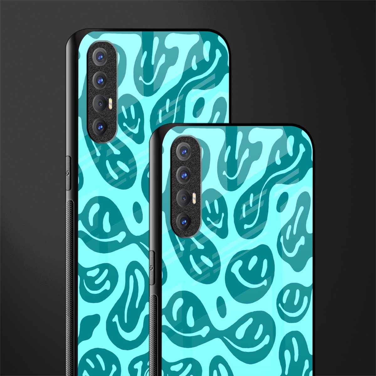 acid smiles turquoise edition glass case for oppo reno 3 pro image-2