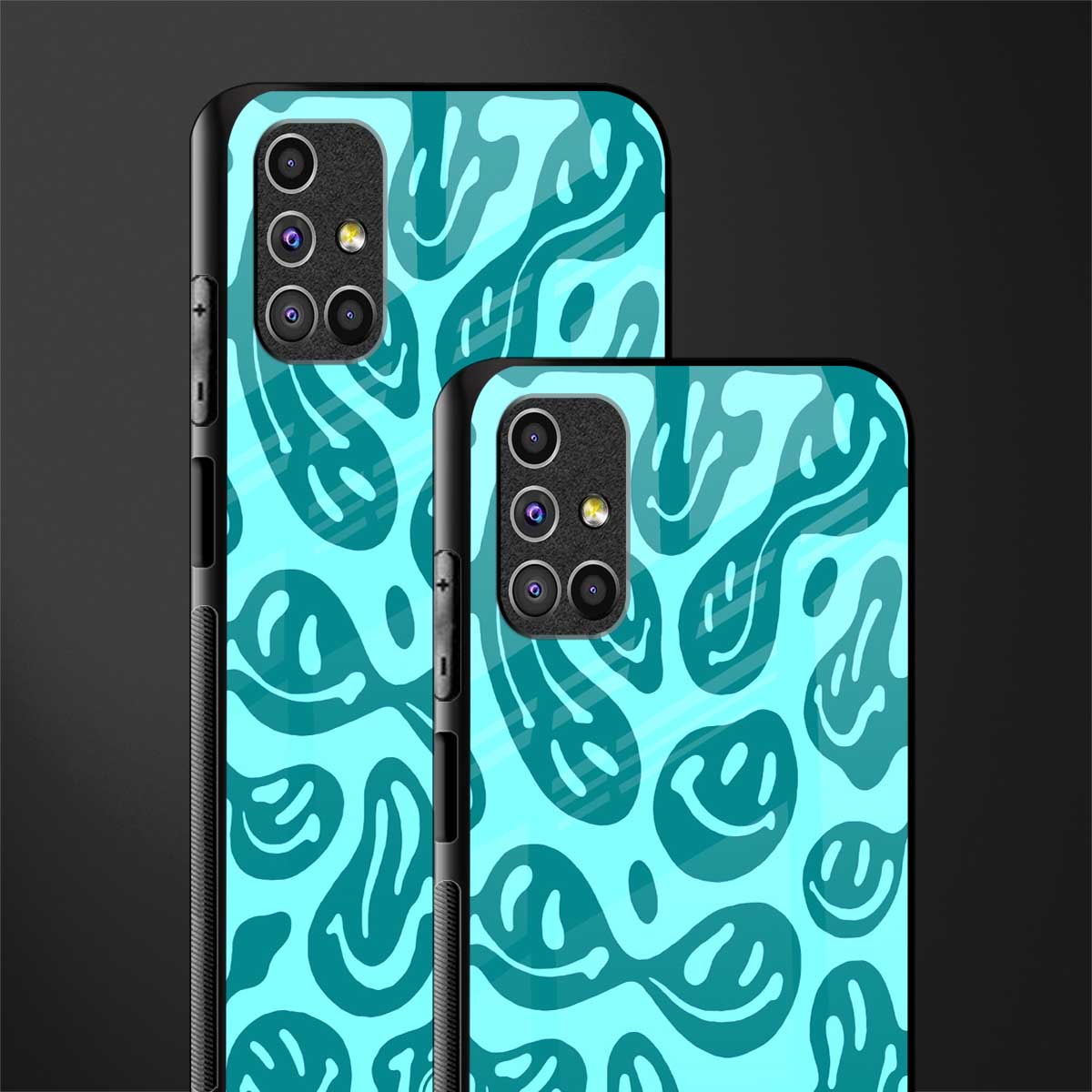 acid smiles turquoise edition glass case for samsung galaxy m51 image-2