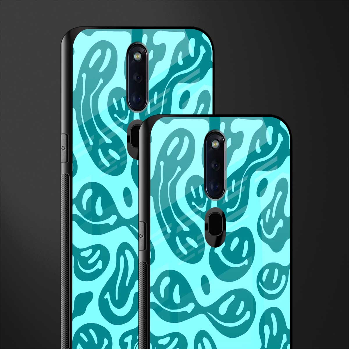 acid smiles turquoise edition glass case for oppo f11 pro image-2