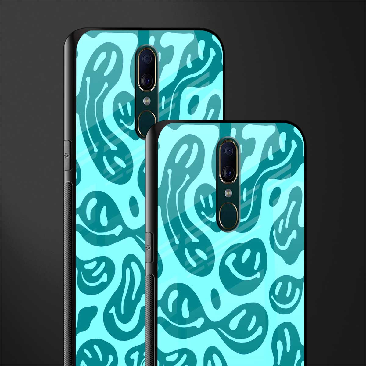 acid smiles turquoise edition glass case for oppo a9 image-2