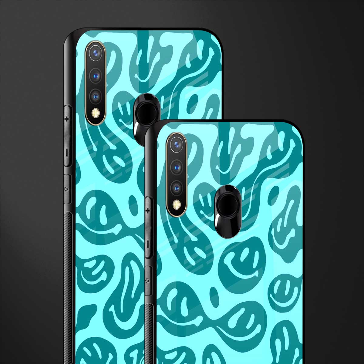 acid smiles turquoise edition glass case for vivo u20 image-2
