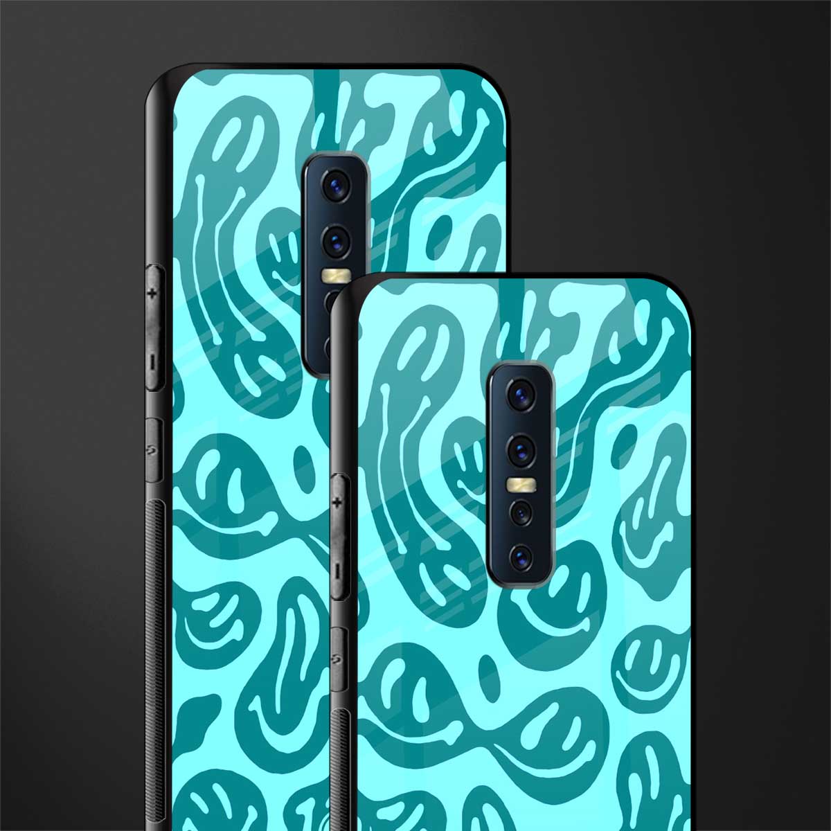 acid smiles turquoise edition glass case for vivo v17 pro image-2