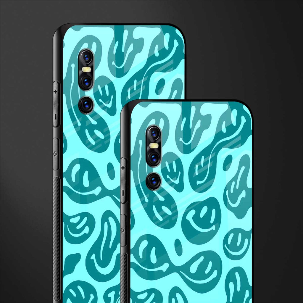 acid smiles turquoise edition glass case for vivo v15 pro image-2