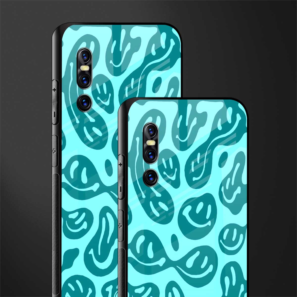acid smiles turquoise edition glass case for vivo v15 pro image-2