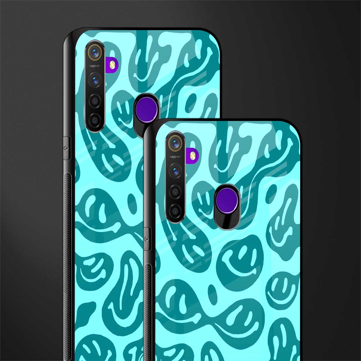 acid smiles turquoise edition glass case for realme 5 pro image-2