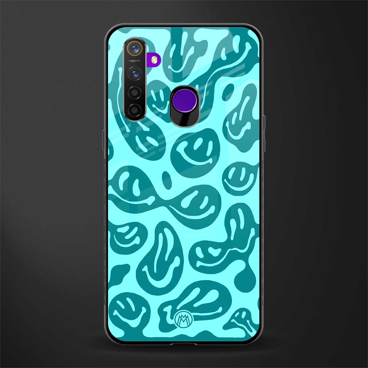 acid smiles turquoise edition glass case for realme 5 image