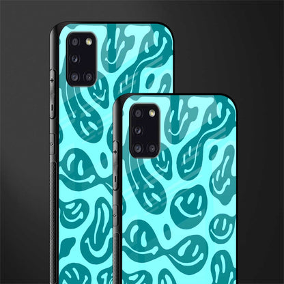 acid smiles turquoise edition glass case for samsung galaxy a31 image-2