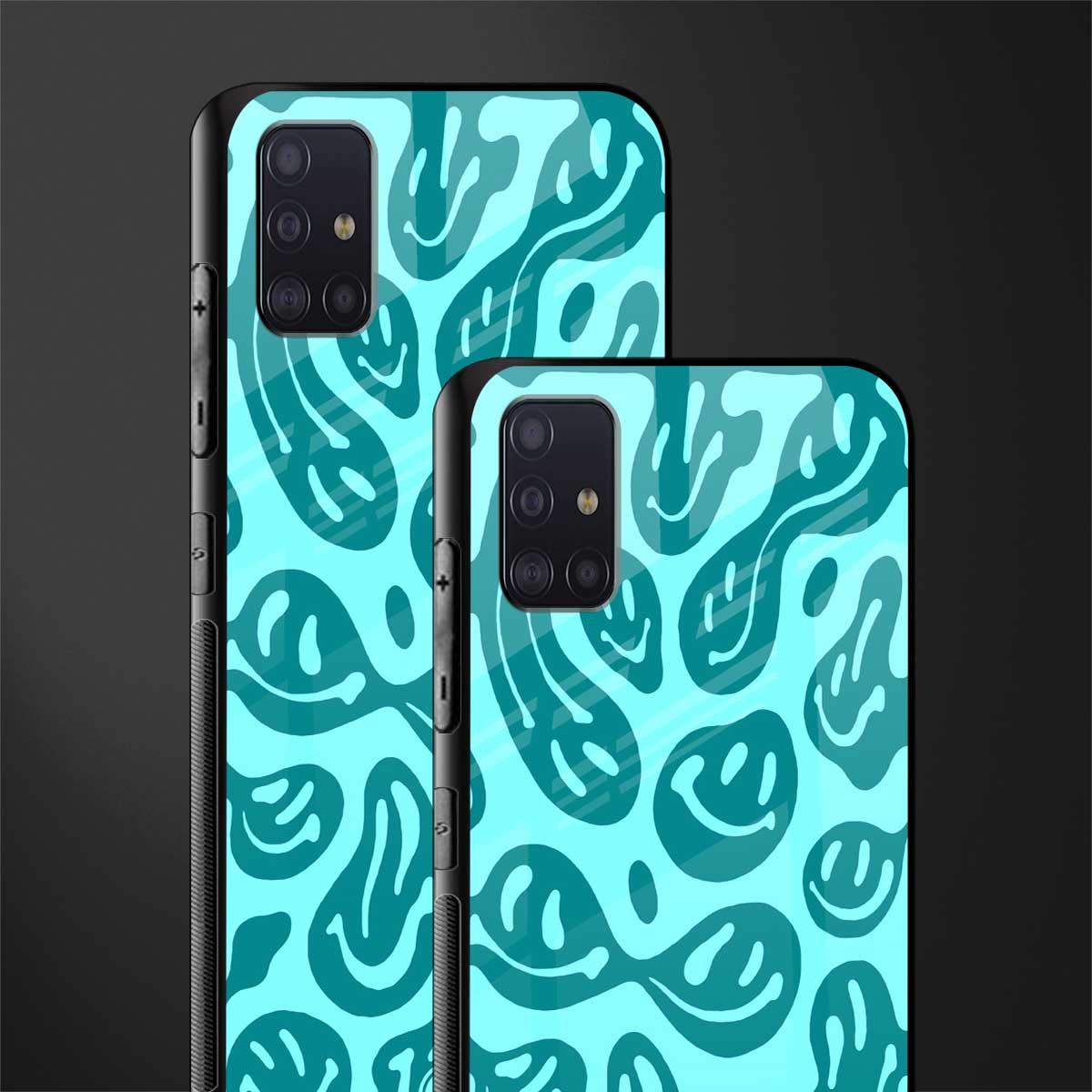 acid smiles turquoise edition glass case for samsung galaxy a71 image-2
