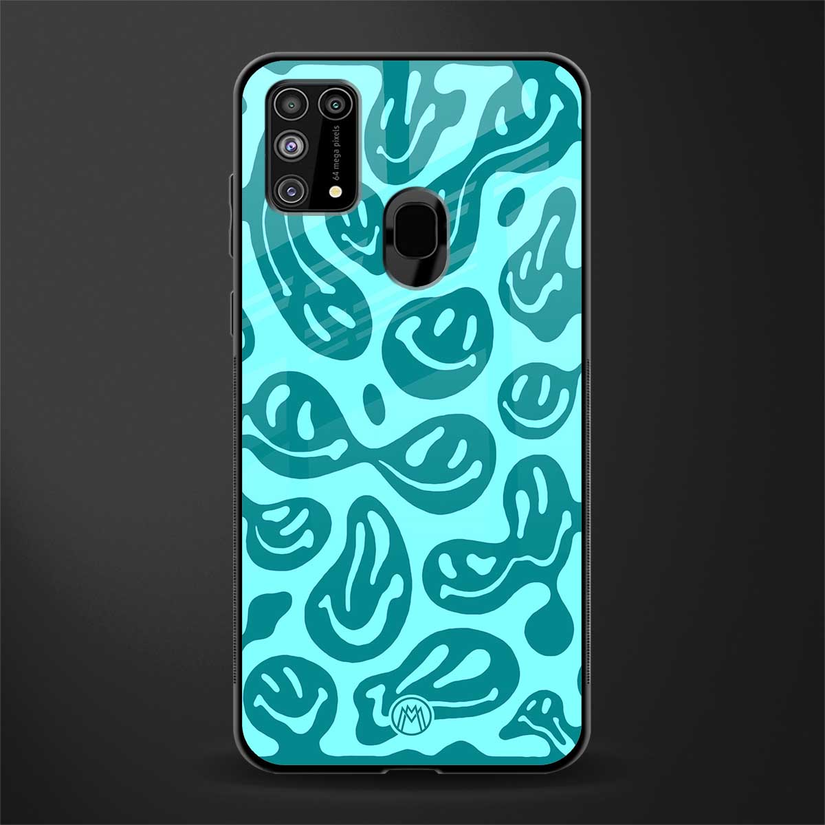 acid smiles turquoise edition glass case for samsung galaxy m31 prime edition image
