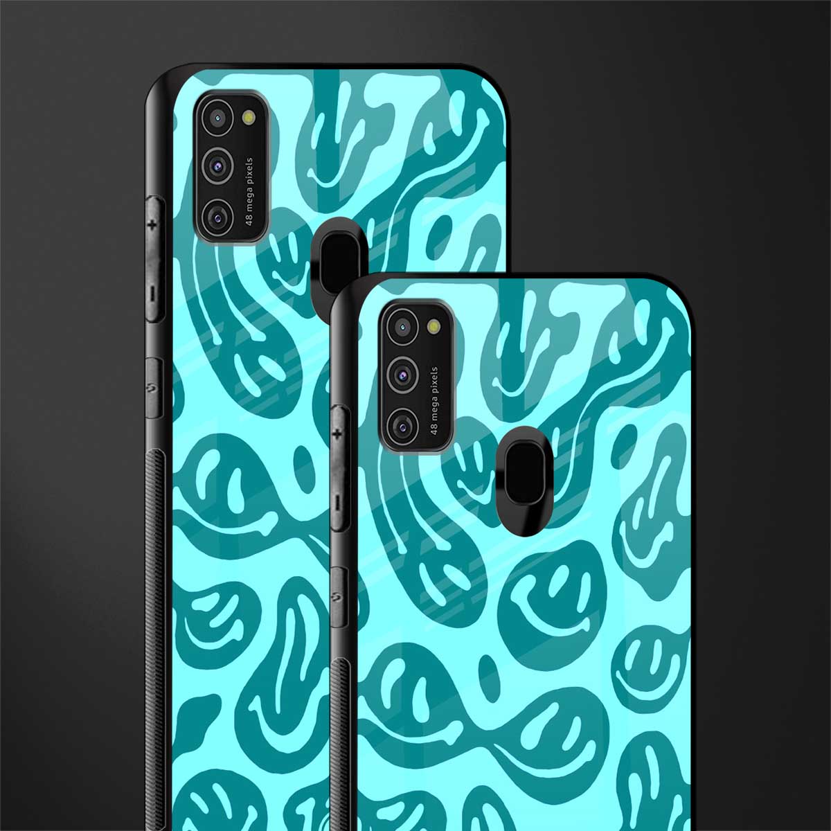 acid smiles turquoise edition glass case for samsung galaxy m30s image-2
