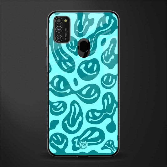 acid smiles turquoise edition glass case for samsung galaxy m30s image
