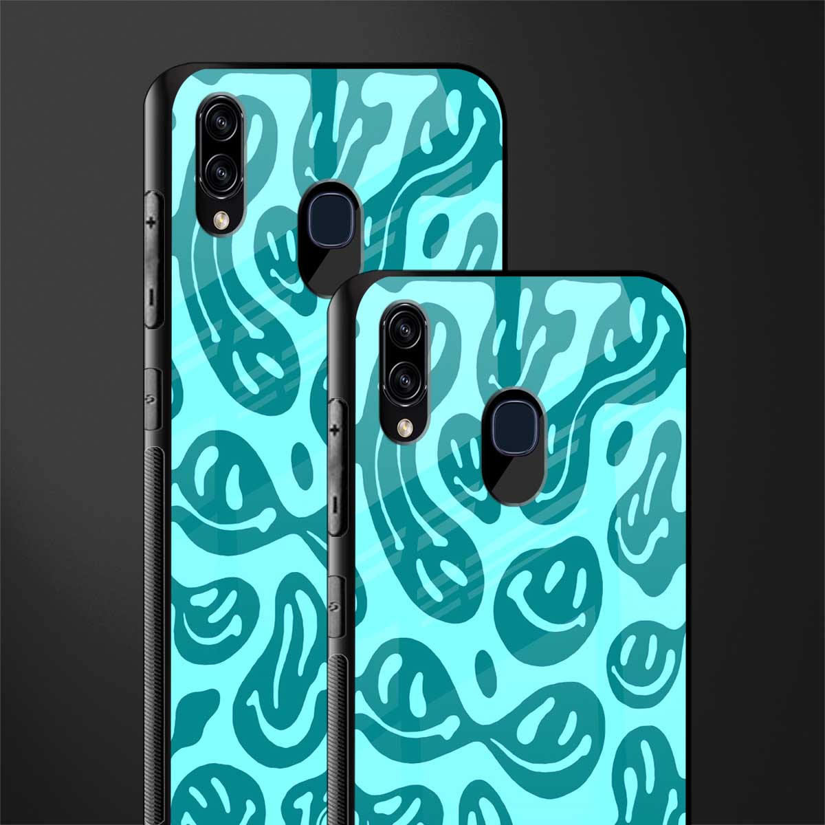 acid smiles turquoise edition glass case for samsung galaxy a30 image-2