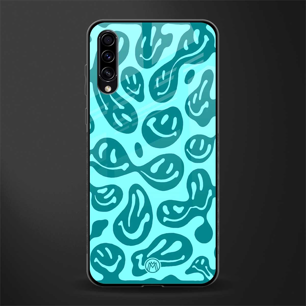 acid smiles turquoise edition glass case for samsung galaxy a70s image