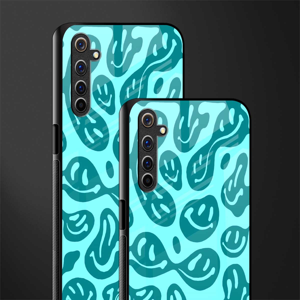 acid smiles turquoise edition glass case for realme 6 pro image-2