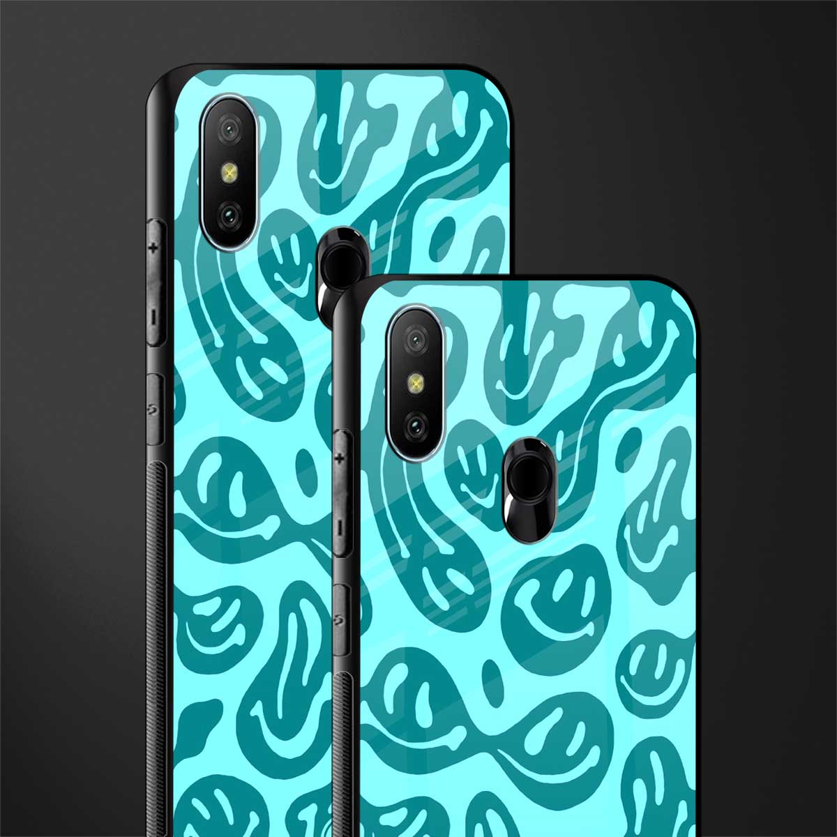 acid smiles turquoise edition glass case for redmi 6 pro image-2