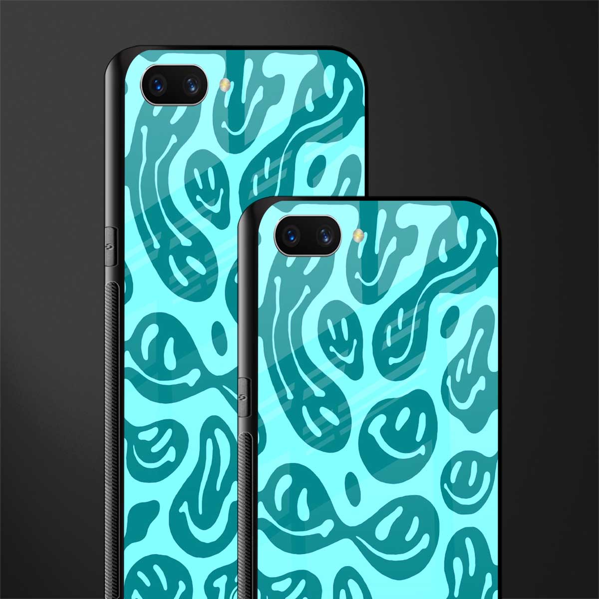 acid smiles turquoise edition glass case for oppo a3s image-2