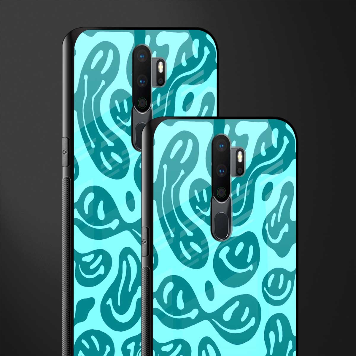 acid smiles turquoise edition glass case for oppo a5 2020 image-2