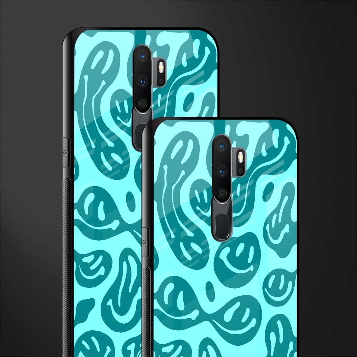 acid smiles turquoise edition glass case for oppo a9 2020 image-2
