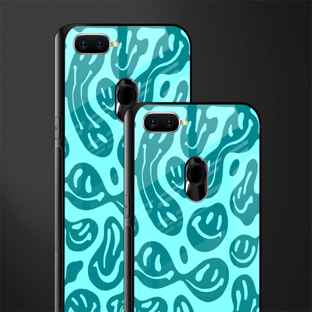 acid smiles turquoise edition glass case for oppo a7 image-2