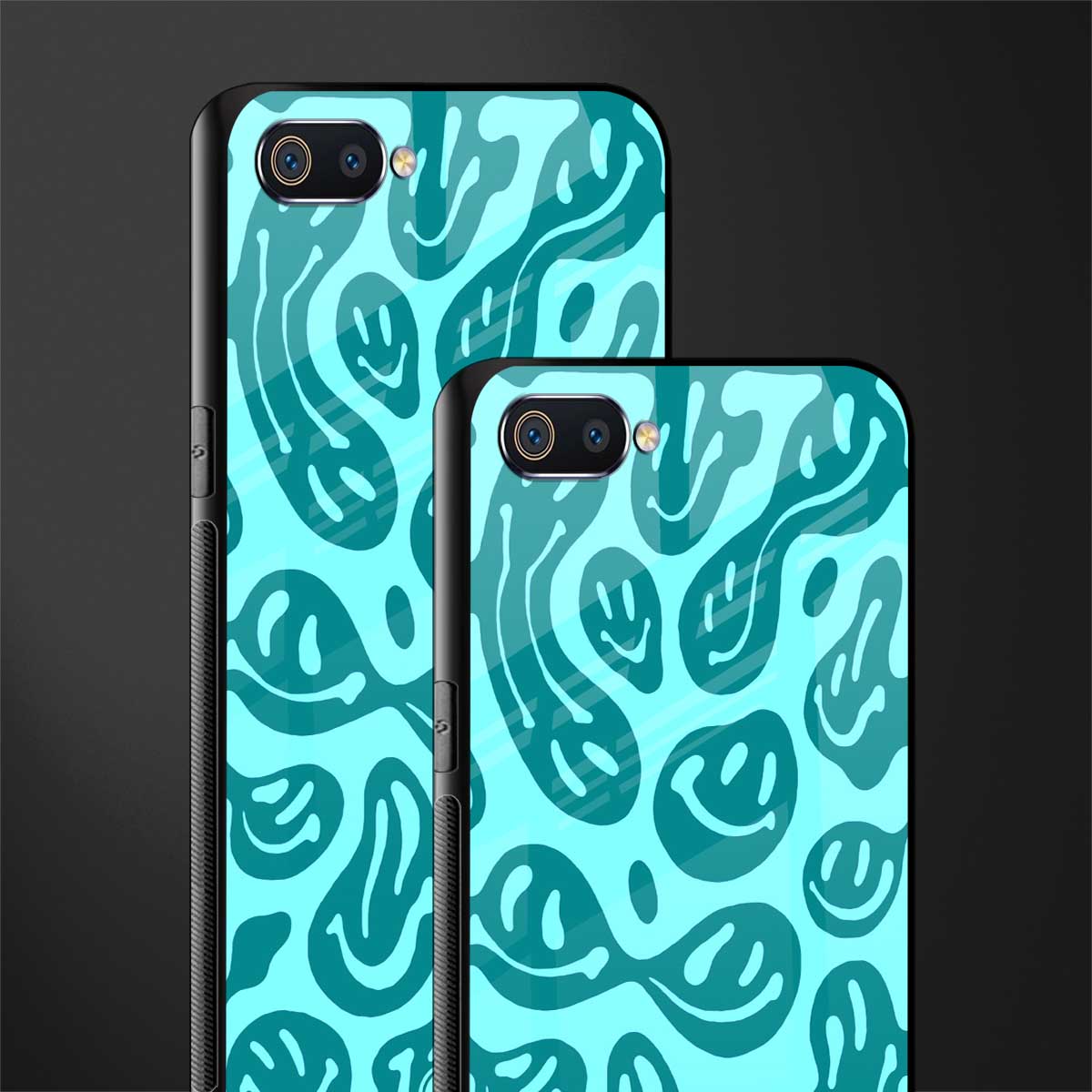 acid smiles turquoise edition glass case for oppo a1k image-2