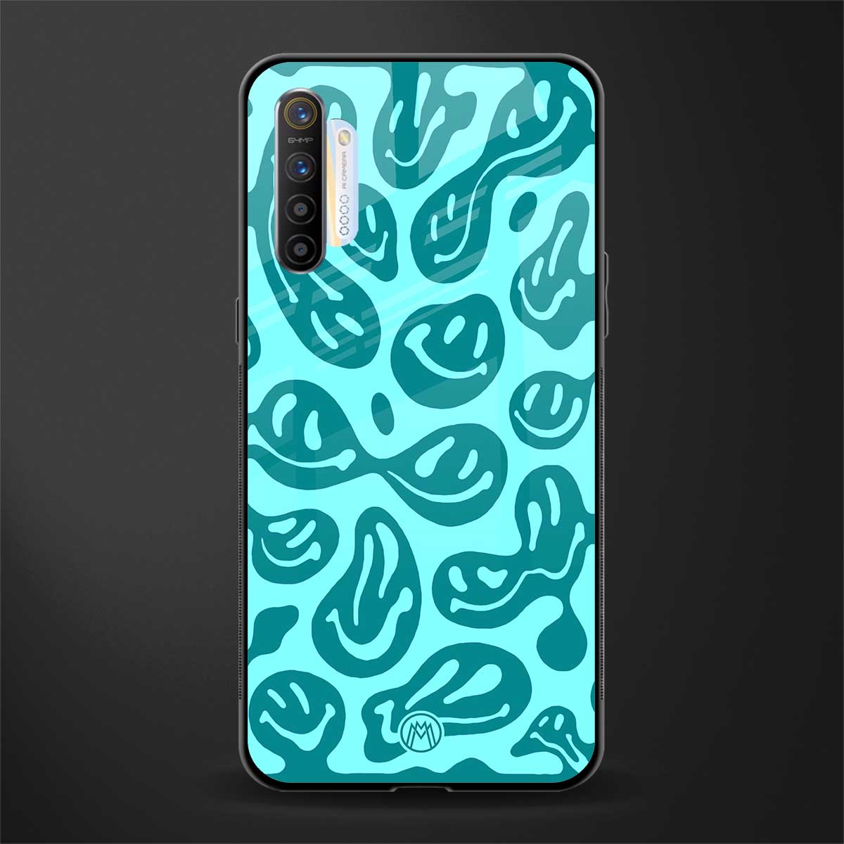 acid smiles turquoise edition glass case for realme xt image