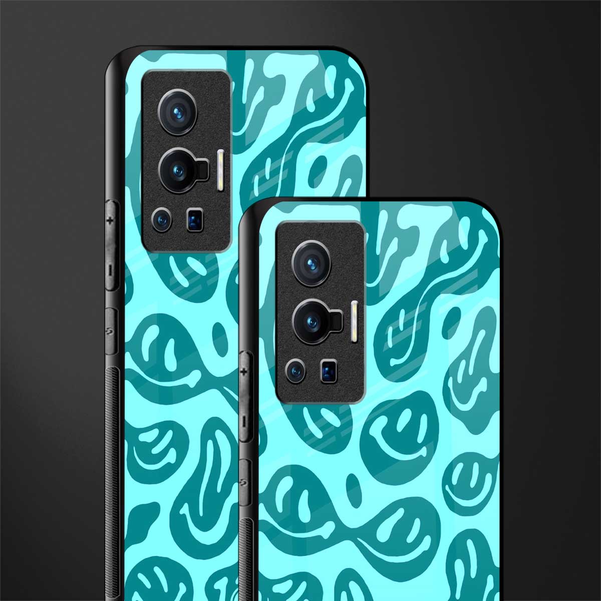 acid smiles turquoise edition glass case for vivo x70 pro image-2