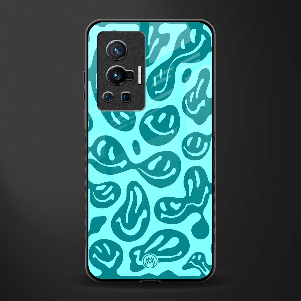 acid smiles turquoise edition glass case for vivo x70 pro image