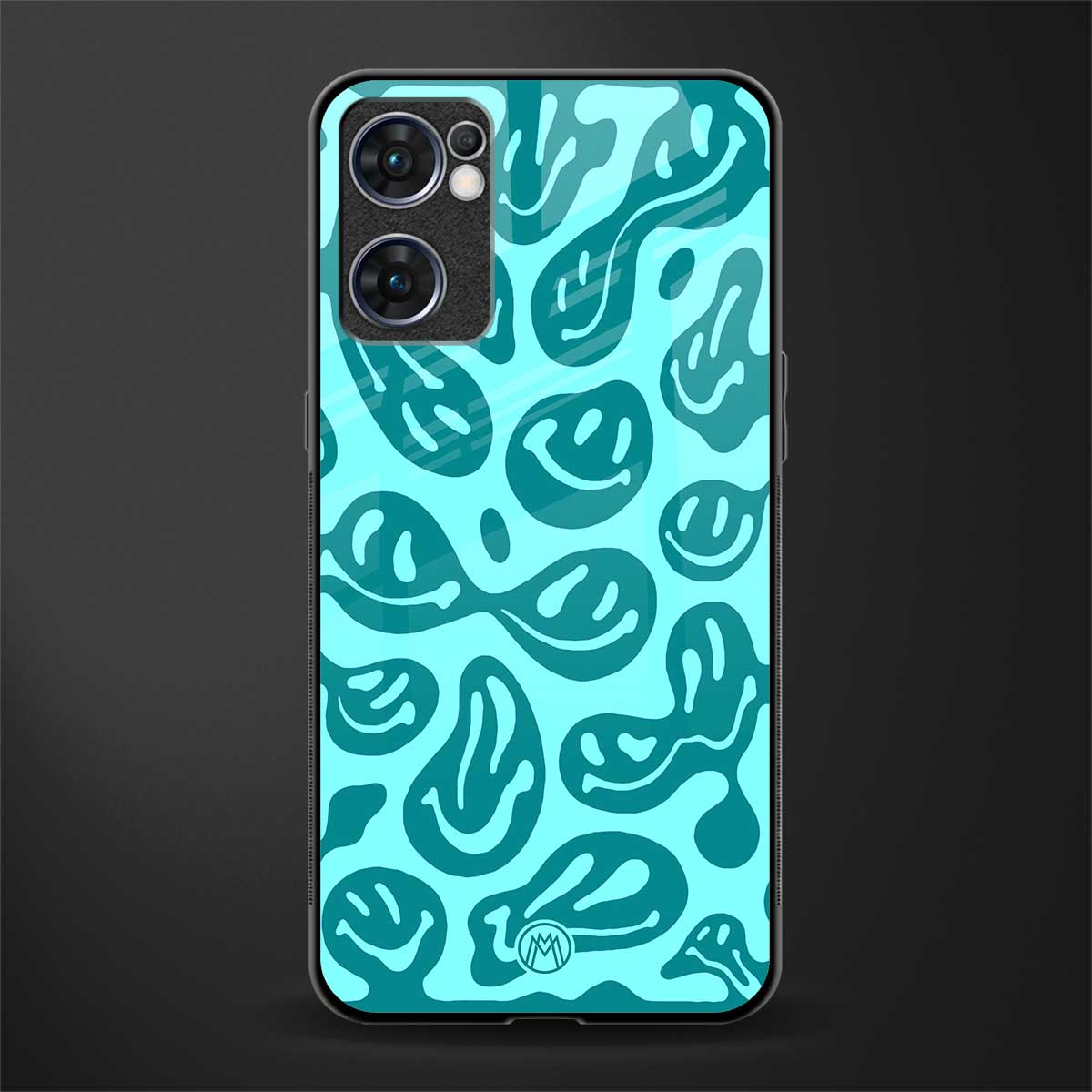 acid smiles turquoise edition glass case for oppo reno7 5g image
