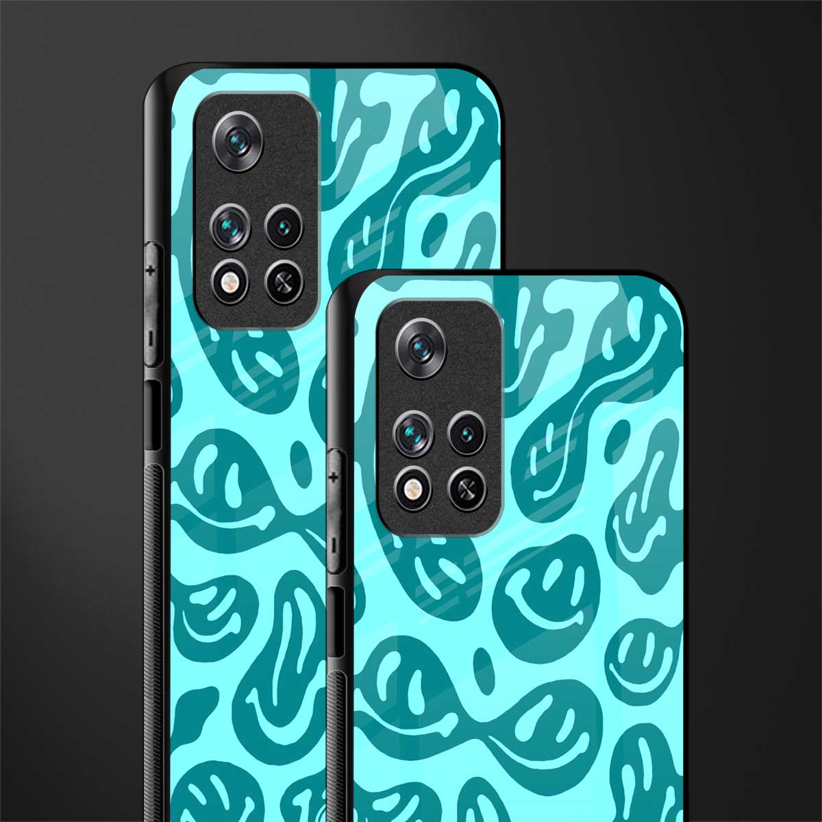 acid smiles turquoise edition glass case for poco m4 pro 5g image-2